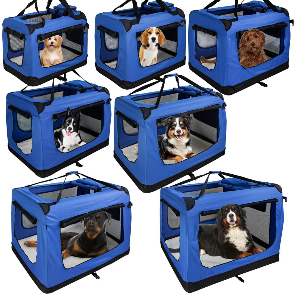 Petigi Boîte Pliable pour Chien Sac de Transport Boîte de Transport Bleu