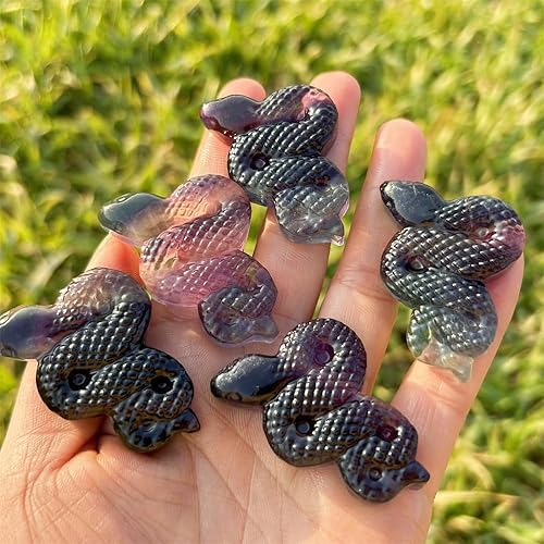 Miniatura 2 de Arco iris Rluorita Cristal Serpiente Cristal de Cuarzo Cráneo Cristales y Piedras Decoración Reiki (Fluorita)