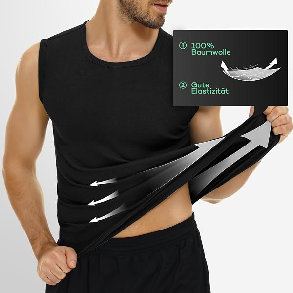 FALARY Canottiera Uomo Pacco da 3 Canotta Palestra Uomo 100% Cotone S-5XL Bianco Nero Marino Oliva - 3