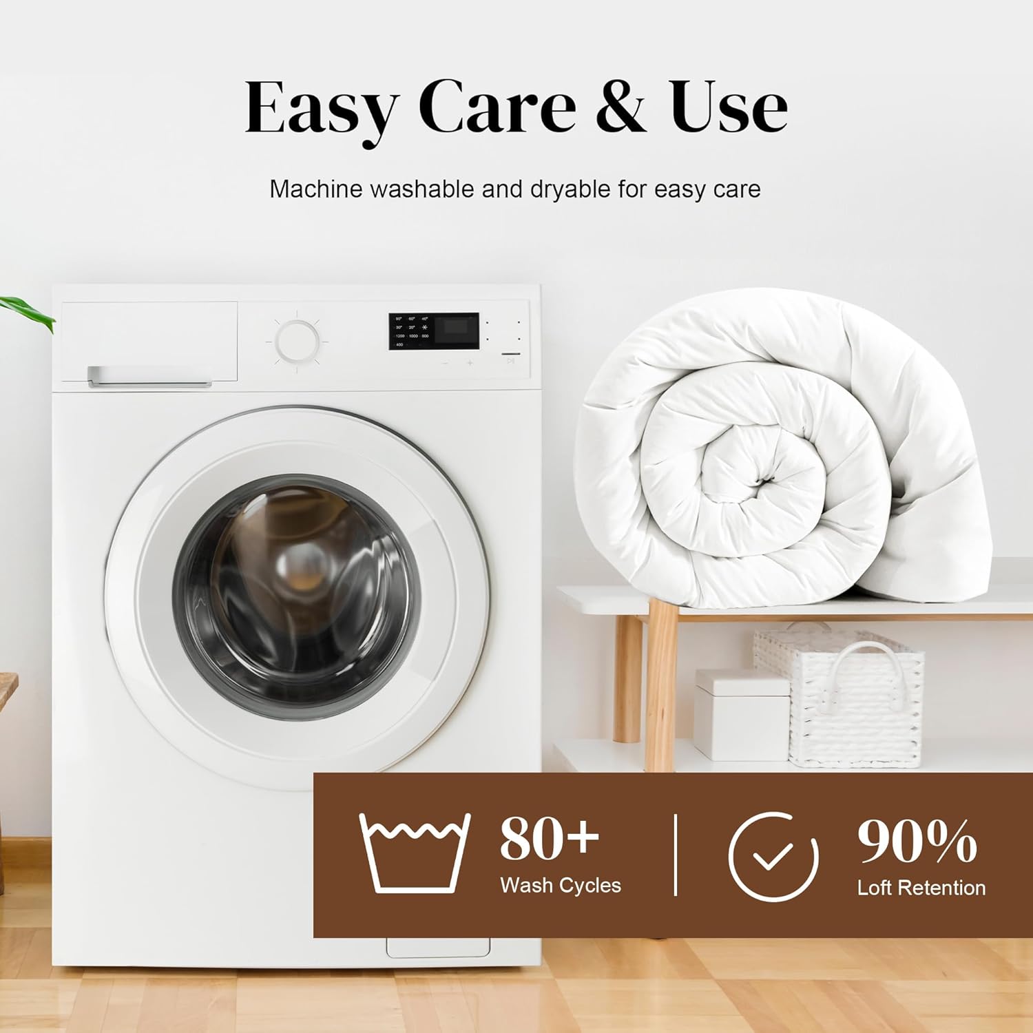 HOMBYS Lightweight Wool Comforter King Size - 100% Australian Wool Filling 120gsm, Breathable & Thin Duvet Insert for Hot Sleepers, 60s Cotton Shell, All Season Comfort, White - Image 7