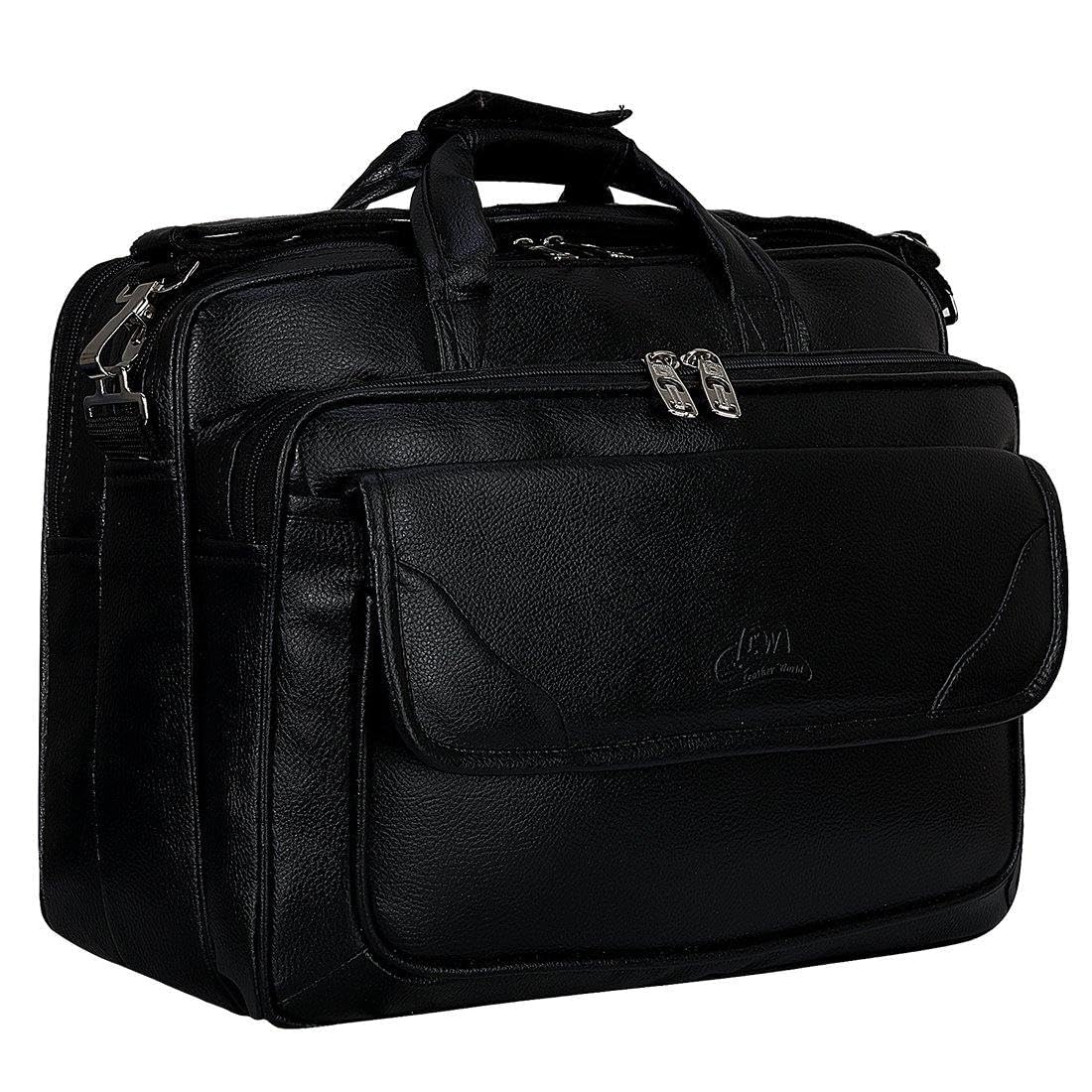 Fly Fashion Vegan Leather 15.6 Inch Laptop Office Briefcase Messenger Bag Satchel for Men and Women, with Adjustable Strap and Expandable Bottom with Multiple compartments - Brown (Black) (B0CHVZD3Q8) Amazon Price History, Amazon Price Tracker
