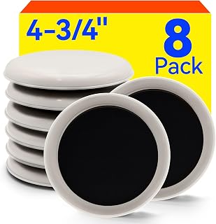 Furniture Sliders Plastic Sliders for Carpet and Hardwood Floors, Reusable Furniture Moving Pads, Chair Legs Floor Protectors, Easy Move Heavy Furniture (8 Pack 4 3/4” Slides)