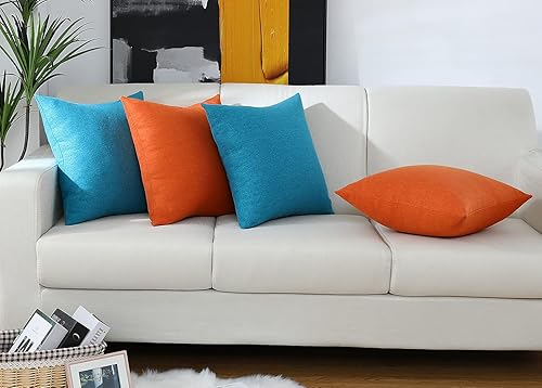 Miniatura 6 de Jeneoo Fundas de almohada decorativas de felpilla sólida, cuadradas, color azul turquesa, fundas para sofá (juego de 2, 18 x 18 pulgadas)