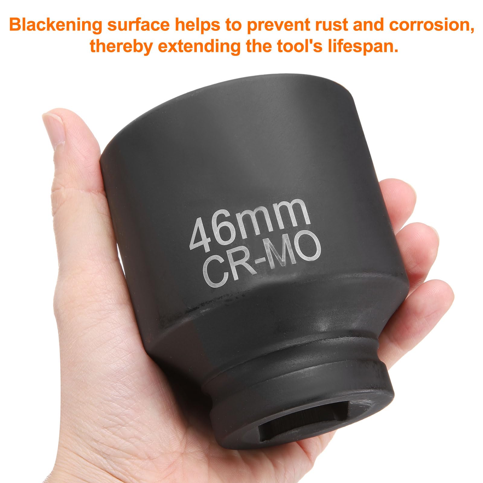 sourcing map 2 llaves de vaso cuadradas de 4 puntos de 1 pulgada de 46 mm de impacto cuadrado métrico CR-MO ennegrecimiento estándar de manga de rueda para reparación de automóviles, mantenimiento