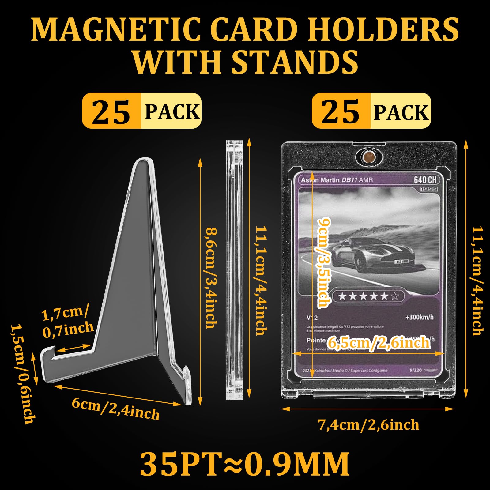 MUXHEL 25 Set 35PT Magnetic Card Holder Clear Magnetic Trading Card Holders with 25 Stands One Touch Transparent Trading Card Display for Game Sports Card Display and Storage - Image 2