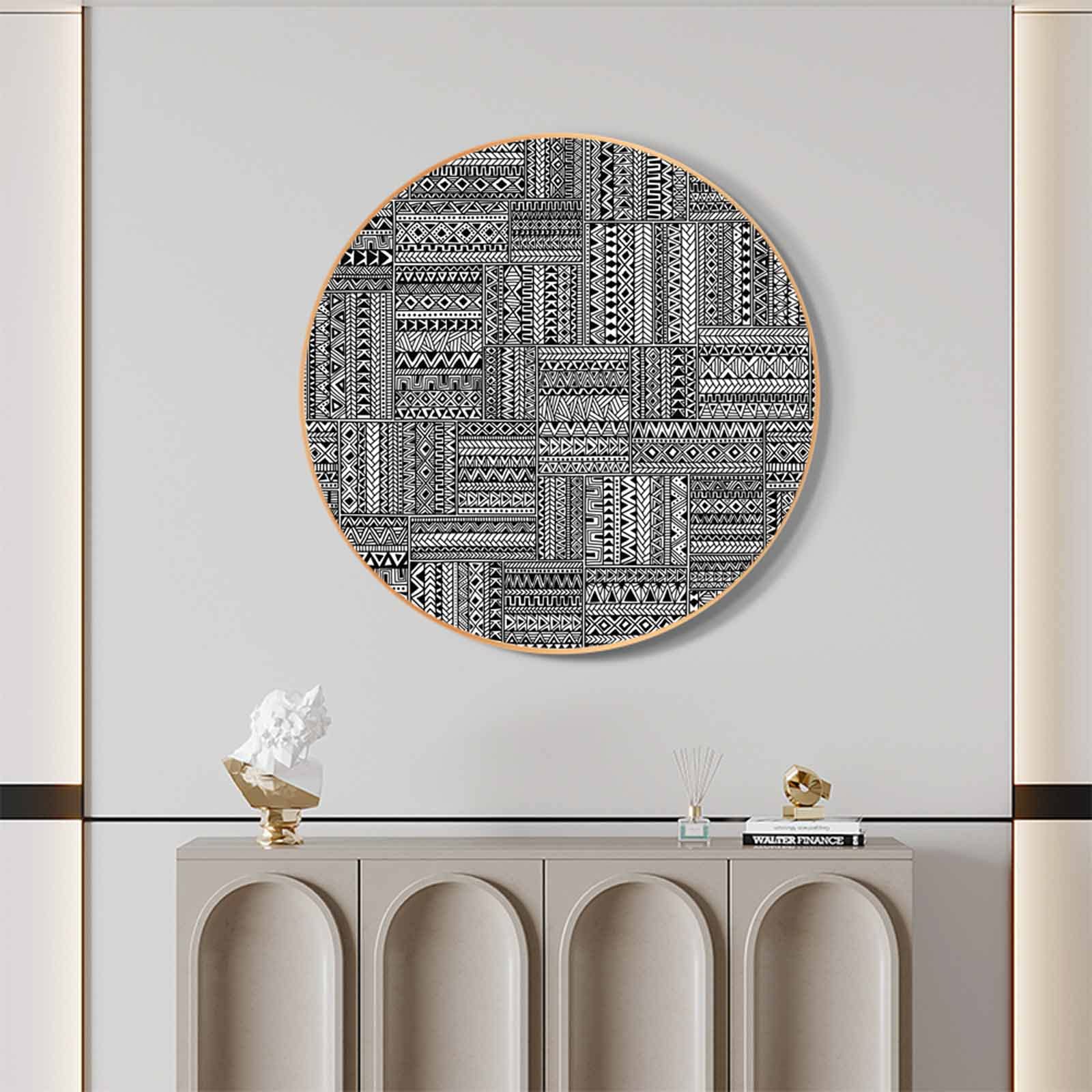 Amazon.co.jp: アートパネル (ゴールド, 直径40cm) パッチワークの  