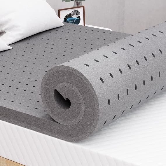 Maxzzz 3 Inch Mattress Topper Queen Size, Firm Bamboo Charcoal Memory Foam Cooling Bed Mattress Topper, Ventilated Mattress Pad CertiPUR-US Certified Plush