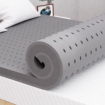 Maxzzz 3 Inch Mattress Topper Queen Size, Firm Bamboo Charcoal Memory Foam Cooling Bed Mattress Topper, Ventilated Mattress Pad CertiPUR-US Certified Plush