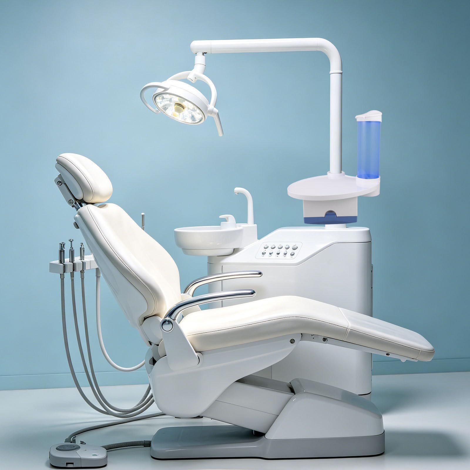 SHINEOFI Accessorio 3 in 1 per Poltrona Odontoiatrica in Plastica Bianca Portabicchiere e Portasalviette, Efficiente e Salvaspazio per Ospedali e Cliniche
