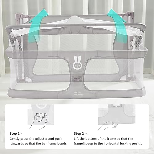 Miniatura 3 de SISTINE Co Sleeper para bebé en la cama, protector de cama lateral 3 en 1, bebé dormido, cuna para dormir juntos, bebébebéniña, gris