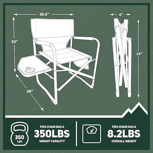 Miniatura 3 de OUTSIDER Silla de campamento portátil de aluminio plegable y ligera con mesa auxiliar y bolsa de almacenamiento para camping, césped, deportes y