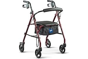 Healthcare Direct Steel Rollator, Burgundy: Top-Tier Rolling Walker with Enhanced Stability and Comfort