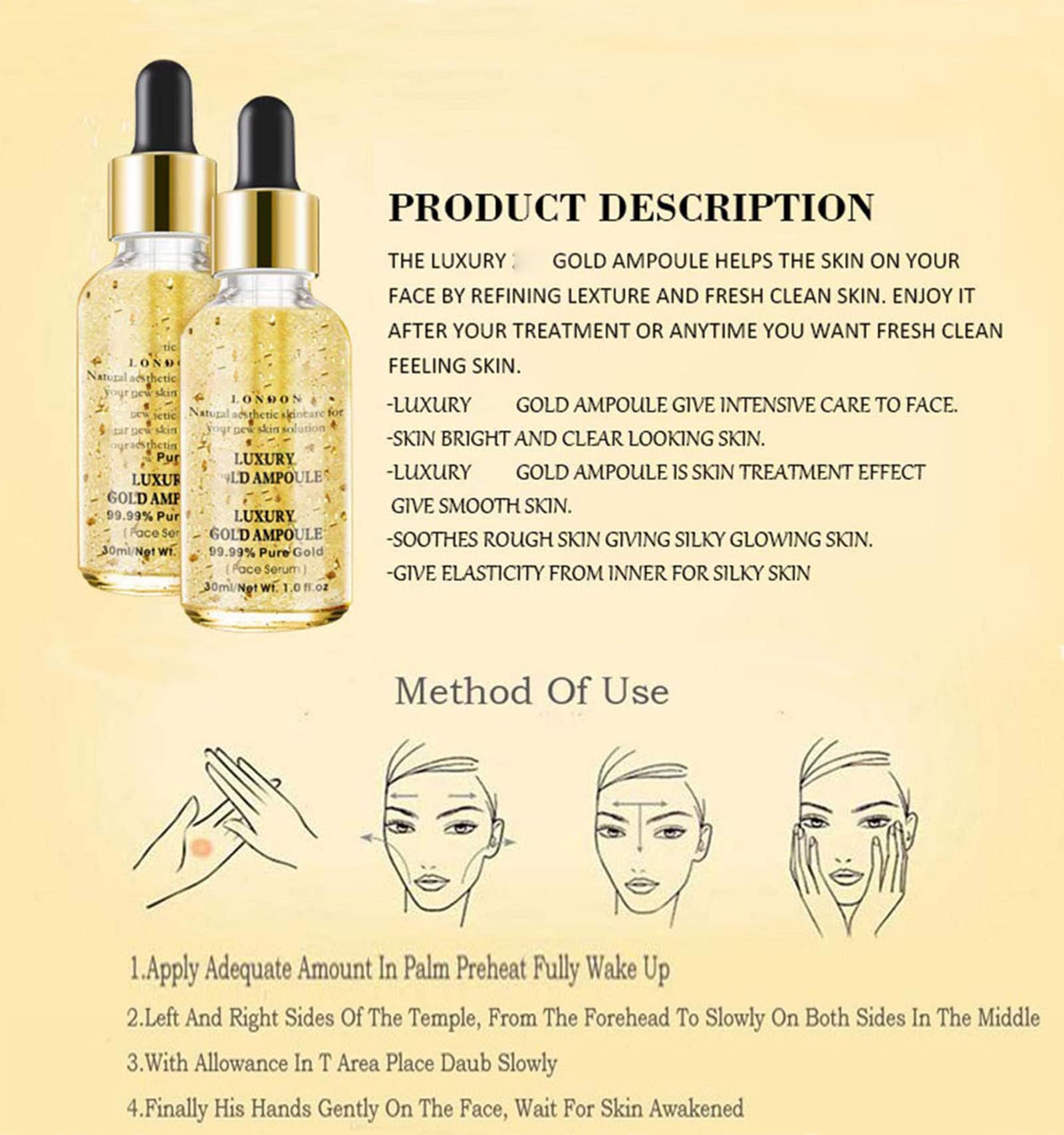 Amazon.com: AKARY Face Gold Ampoule Serum Luxury Skin Care Essence
