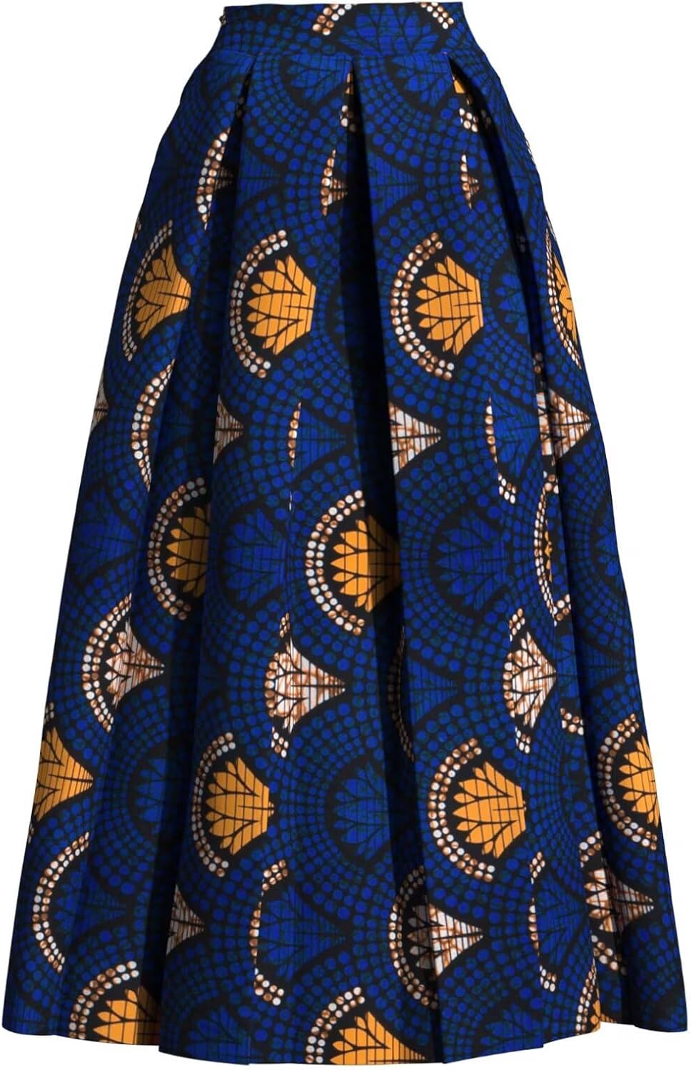 iooiooi African Skirt for Women High Waist with Pockets Ankara Print Maxi Long Skirt for Ladies Party Clothing
