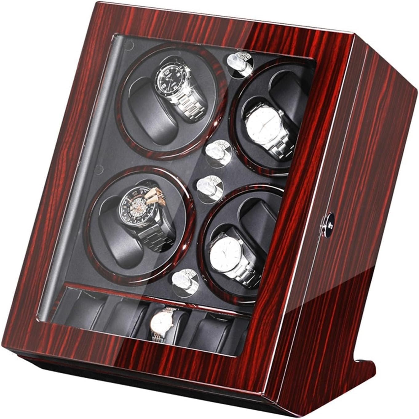 CGCSYZ Watch Winder for 8 Watches + 5 Extra Storages, Wood Shell with Piano Paint Exterior, Silent Motor, 5 Rotation Modes, Flexible Pillow