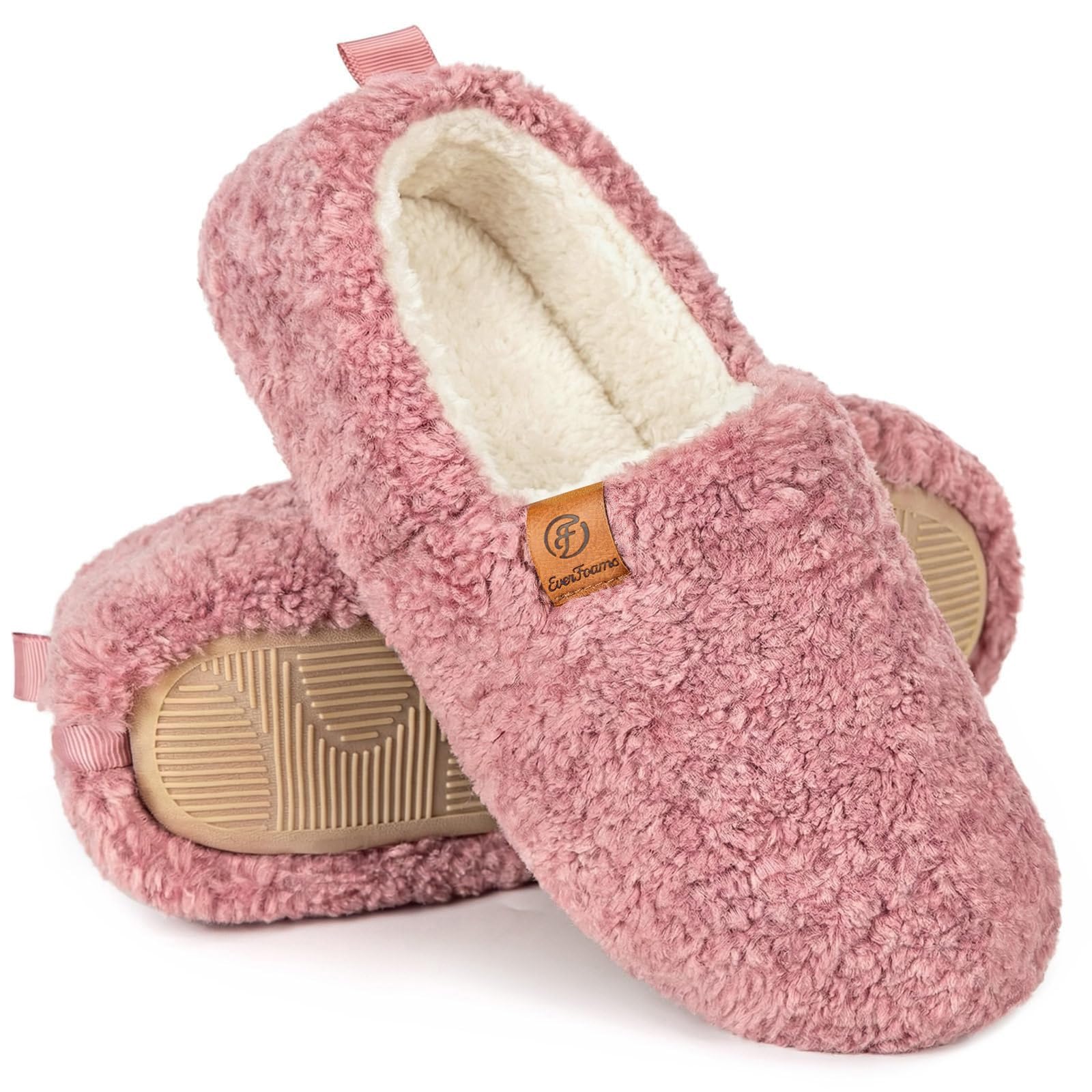 EverFoams Damen Winter Warme Hausschuhe Kunstwolle Memory Foam Geschlossen Pantoffeln