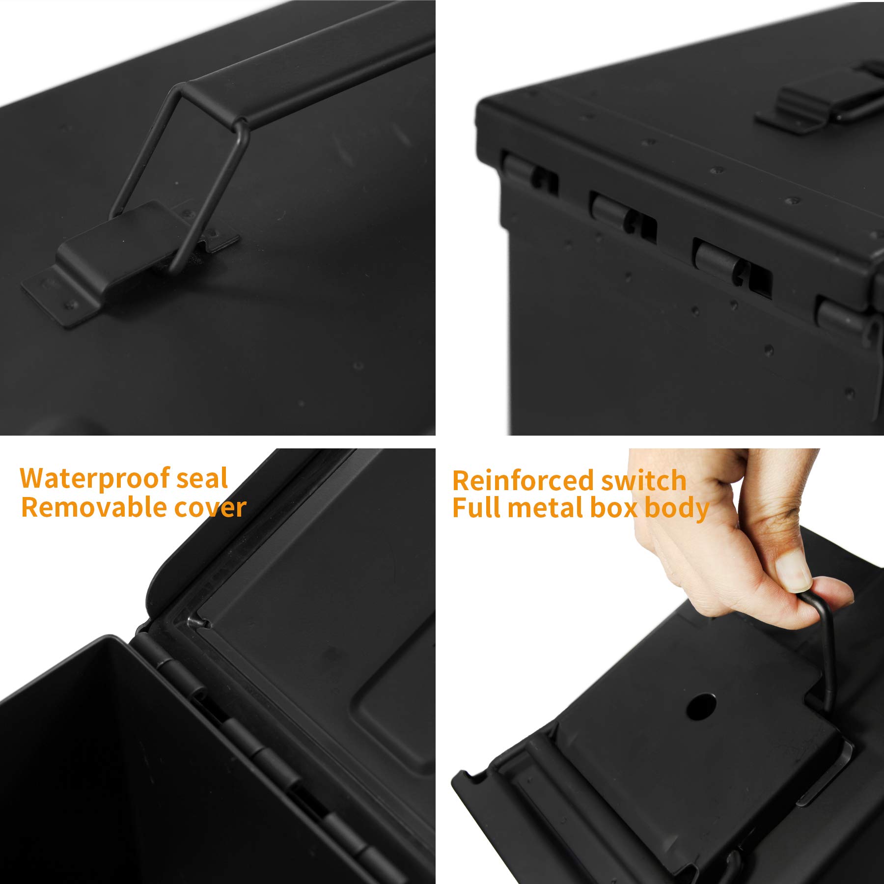 GUGULUZA Caja de Municiones de Metal Estanqueidad Caja de Almacenamiento Ammo Box, Negro - 50CAL