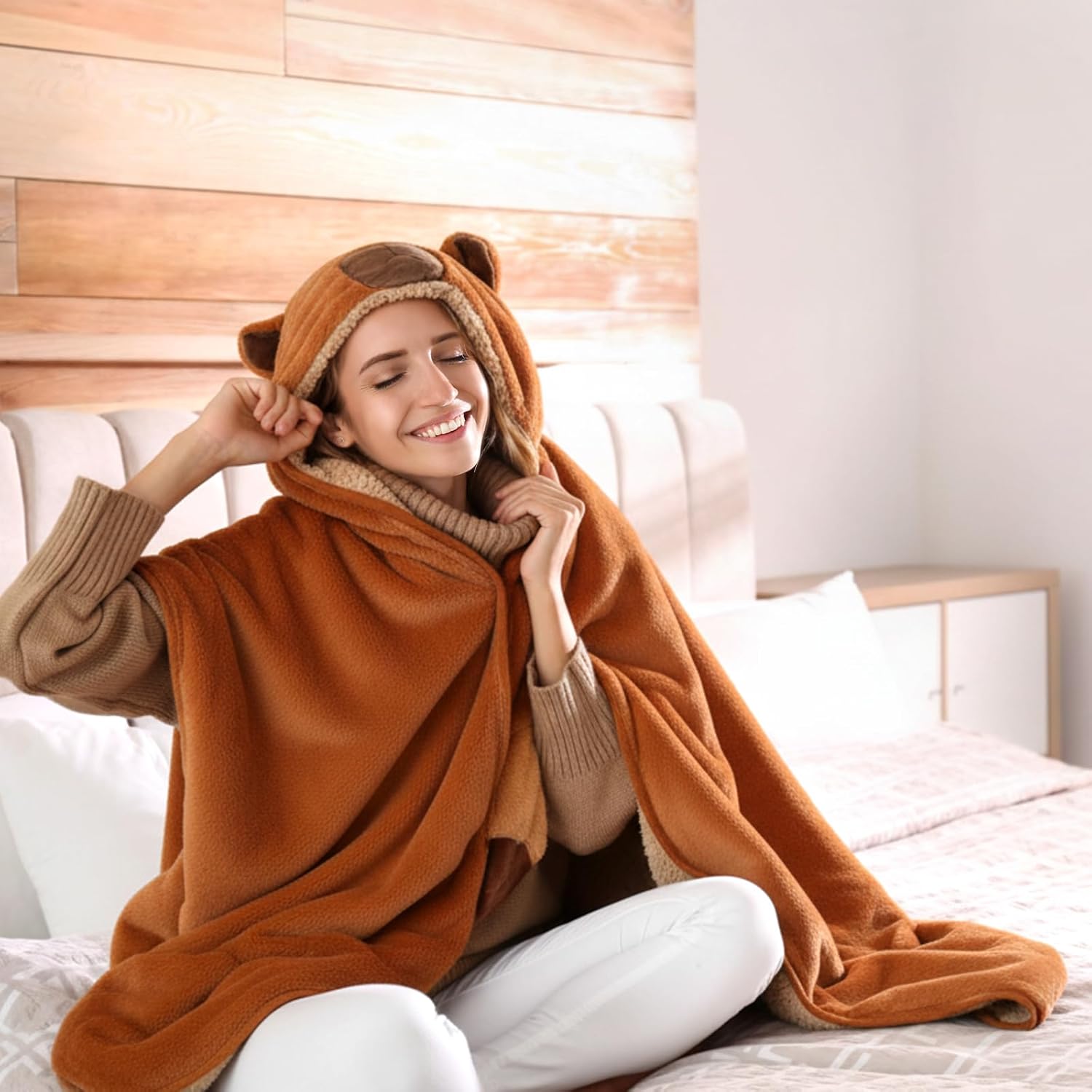 Jecery 6 Pcs Capybara Gift Set Wearable Blanket Capybara Hoodie Gifts Accessories Animals Socks Oversized Cozy Flannel Cute Warm Blanket Favor Bags for Adult Themed Party Birthday Valentine's Day - Image 5