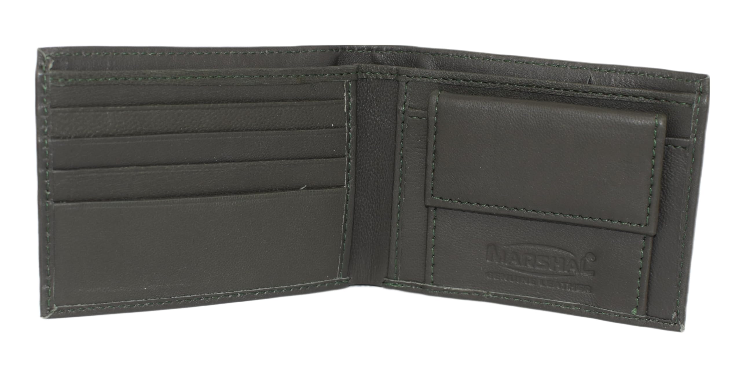 Marshal Soft Leather Kids Slim Thin Coin Pouch Bifold Wallet (Olive)