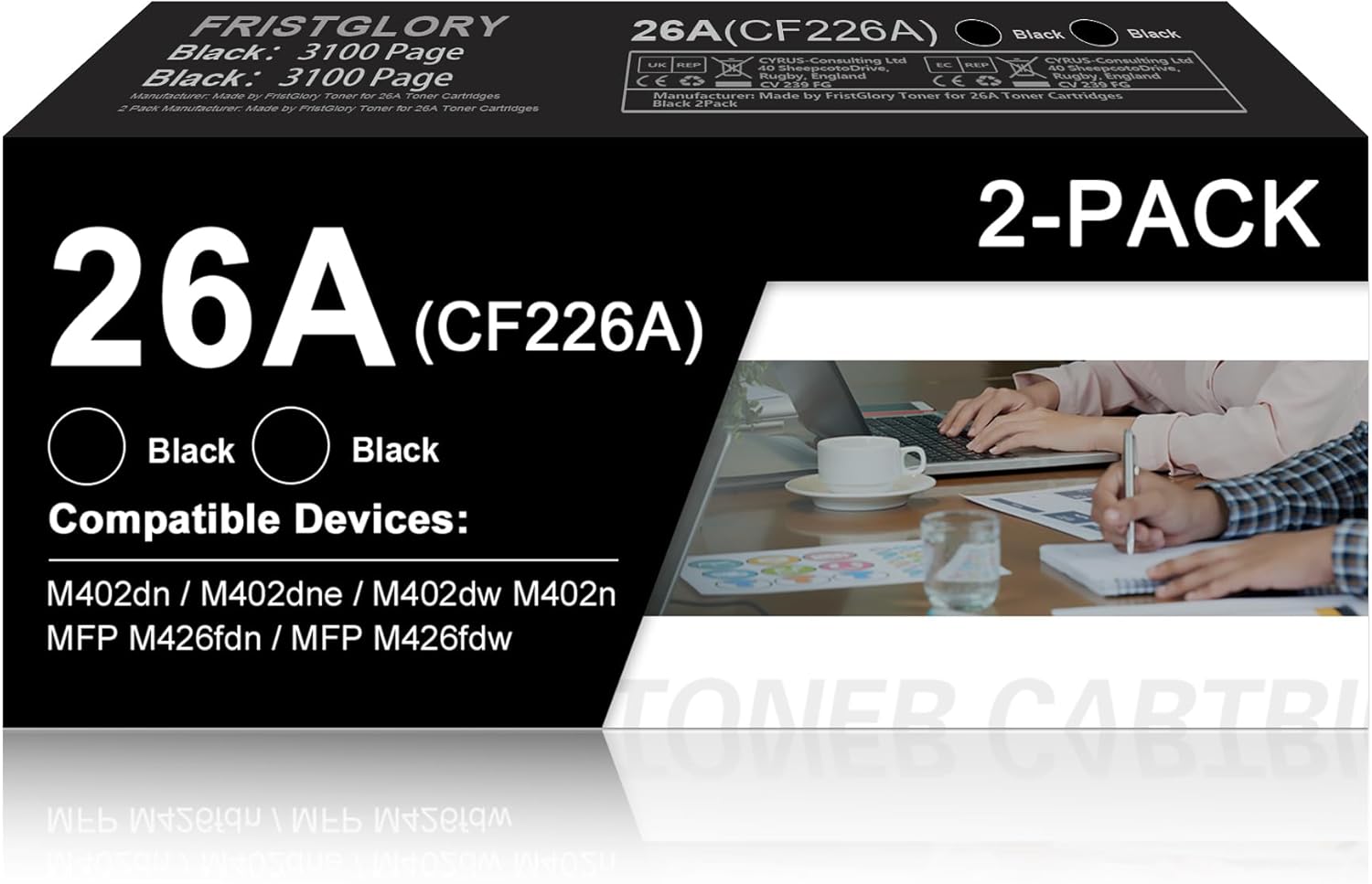 26A Toner Cartridge High Yield Black (2-Pack) Replacement for HP 26A 26X CF226A CF226X Works for Pro M402dn M402dne M402dw M402n MFP M426fdn MFP M426fdw Printer, CF226AD1