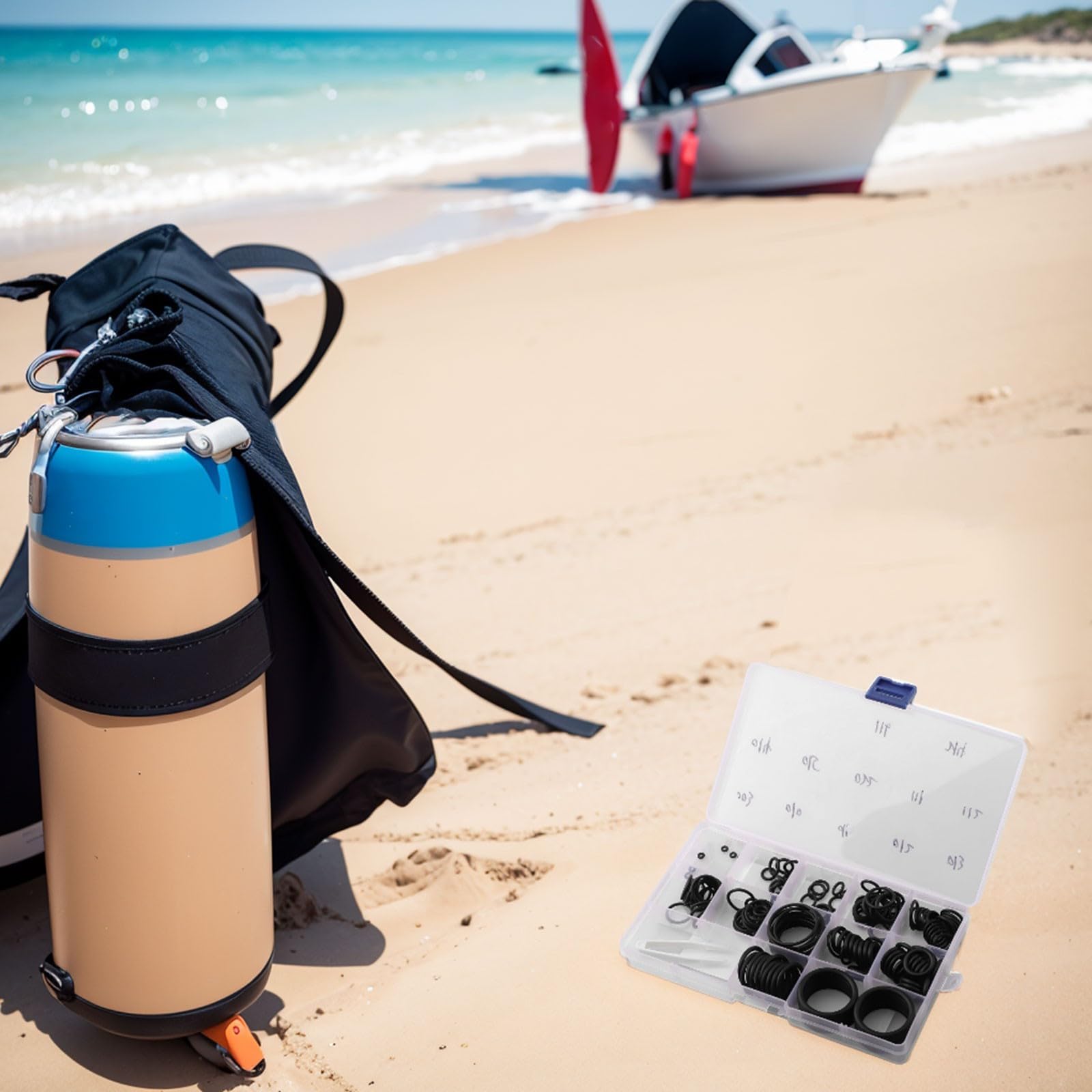 170 juntas de goma para reguladores de manguera de buceo, kit completo para reparación de válvulas de tanque, caja de almacenamiento compacta