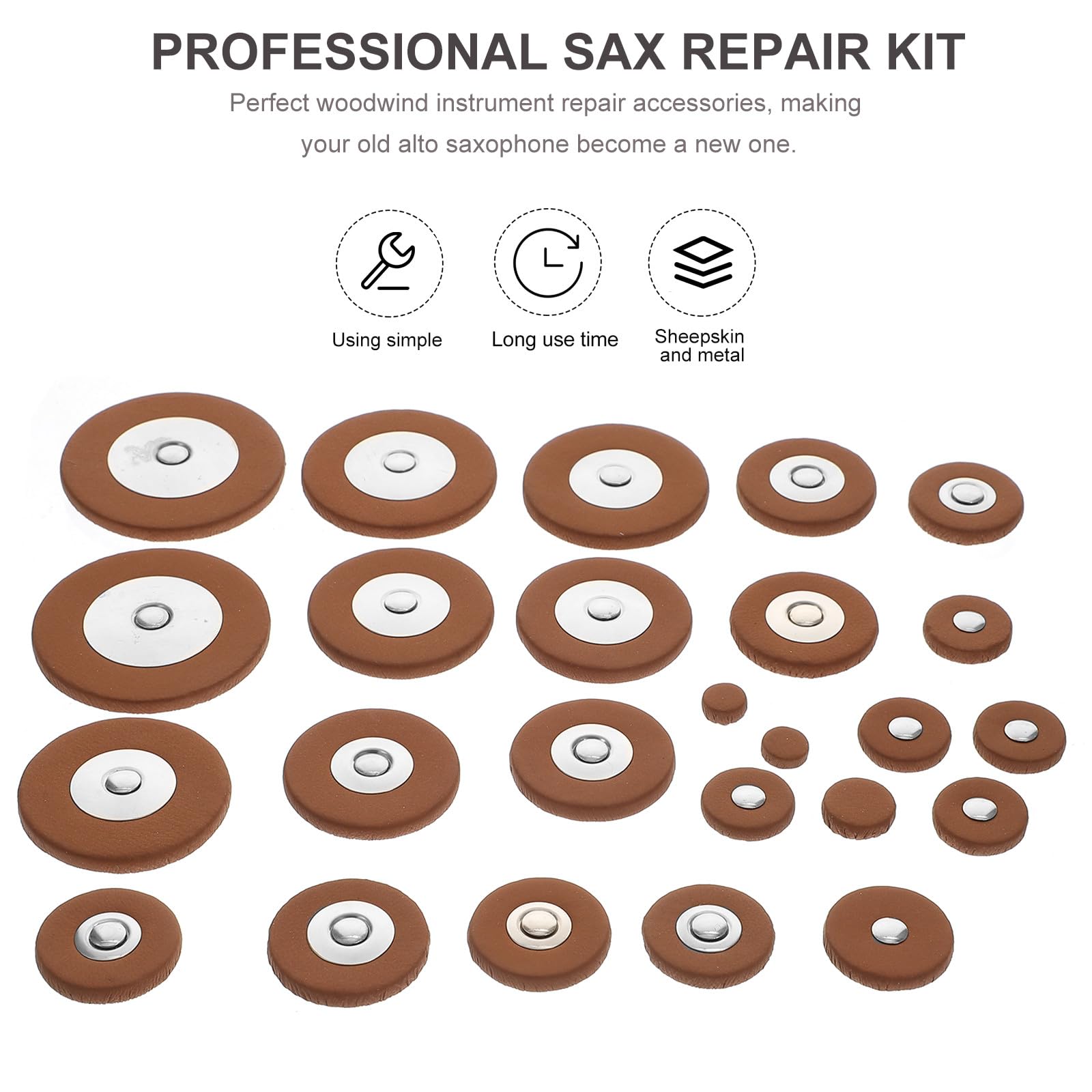 TOYANDONA Kit di Riparazione per Sassofono Contralto Cuscinetti, Viti e Accessori di Manutenzione, Set Completo per Strumenti a Fiato Adatto a Principianti e Professionisti