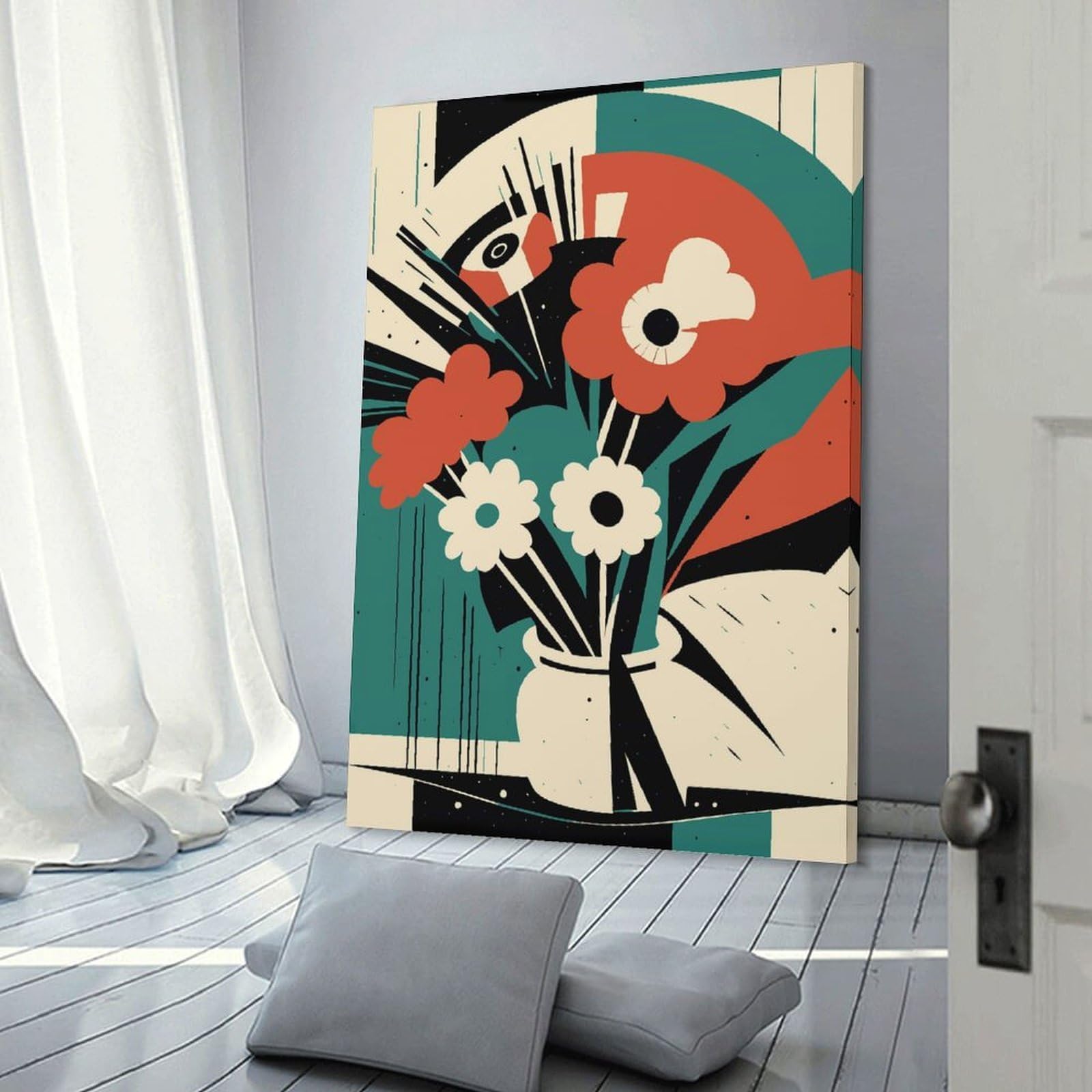 Junmoney Canvas Art Print Amelia Bouquet of Flowers, 20x30inch(50x75cm), for Gallery Wall Layouts in Home Or Office, A Versatile Canvas Print for Layering