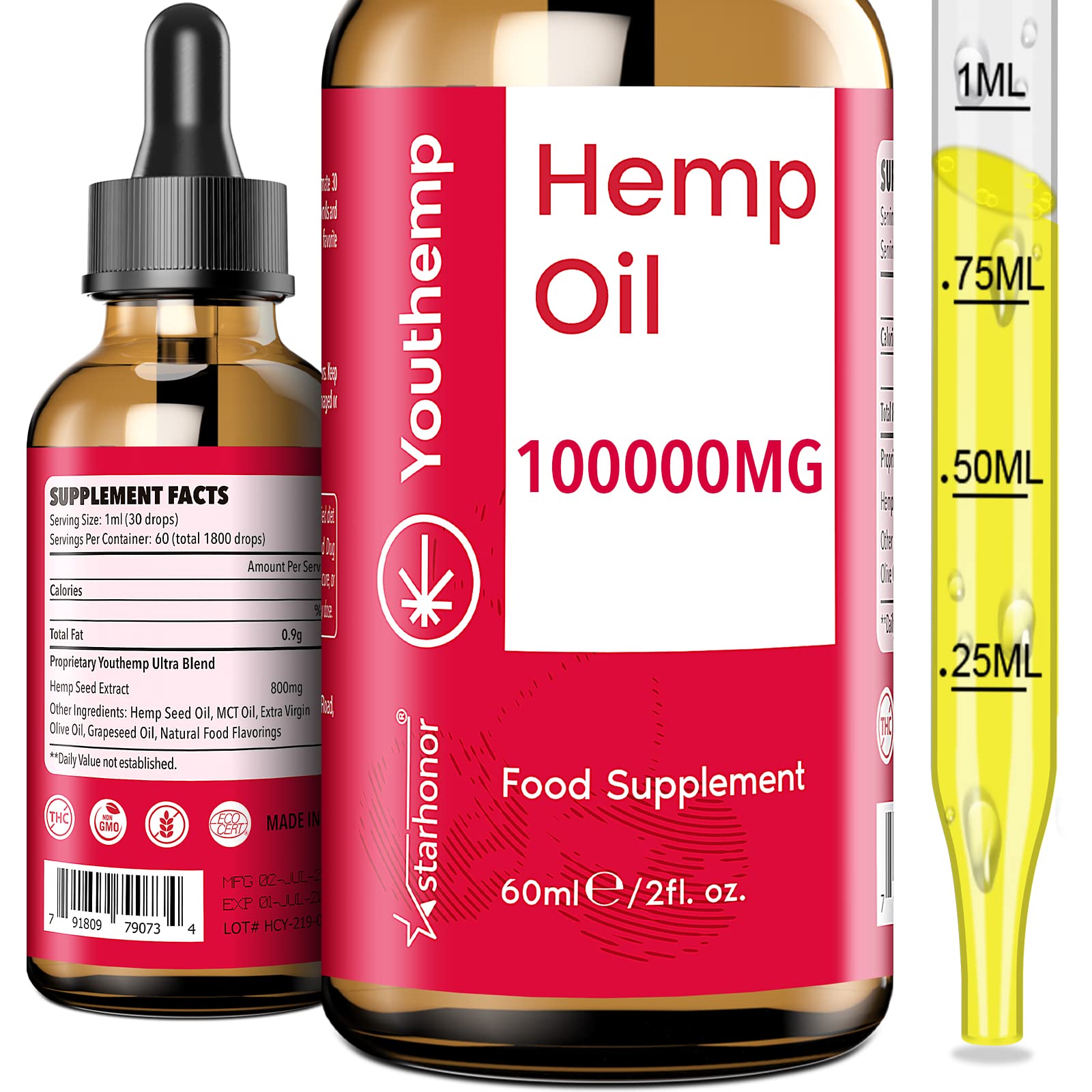 High Strength Powerful Formula Add Fatty Acid-Omega 3-6-9, Vitamin C-E | Vegan Friendly (60ML 100000MG)