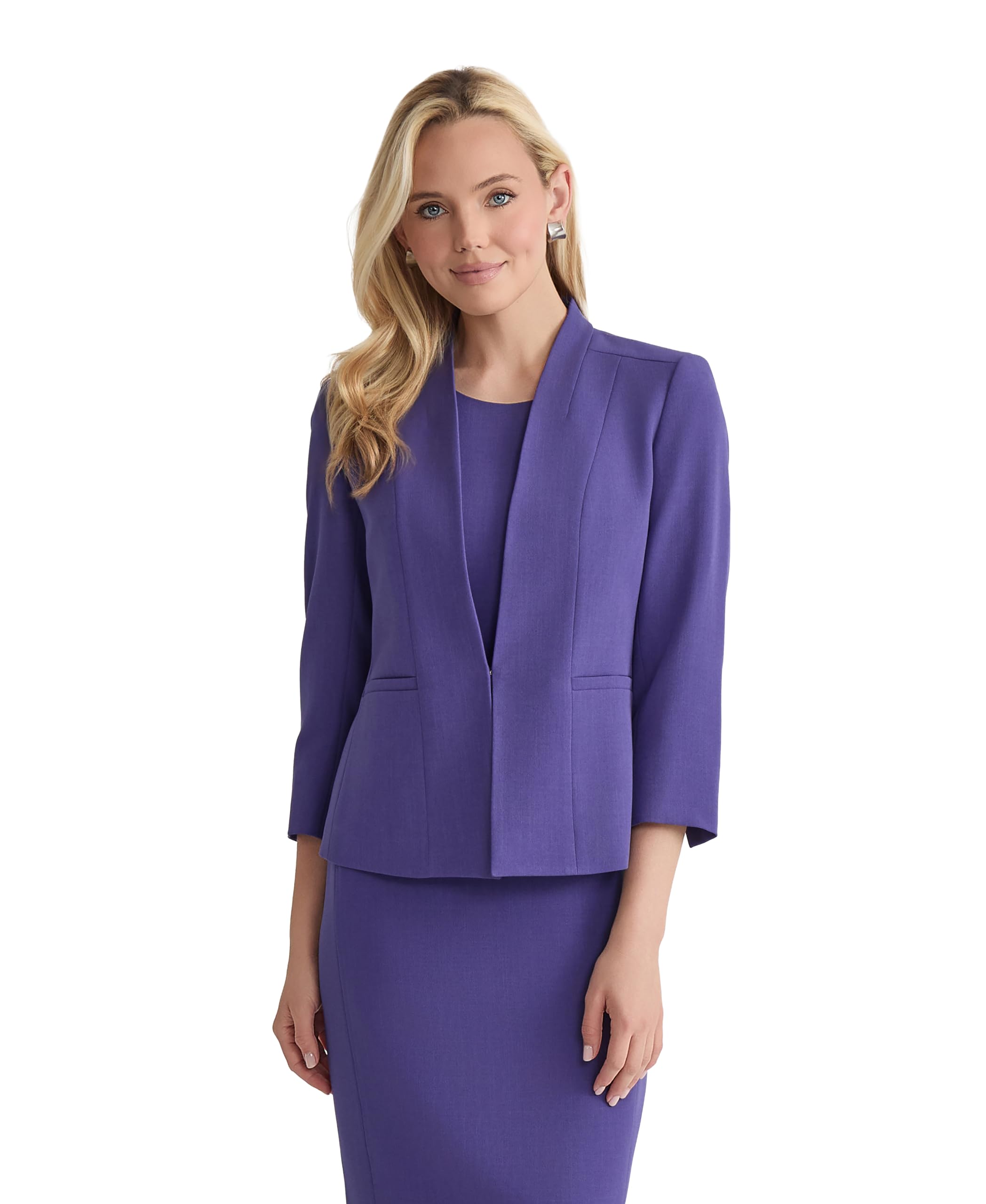 Kasper Womens Cardigan-Style Open Blazer