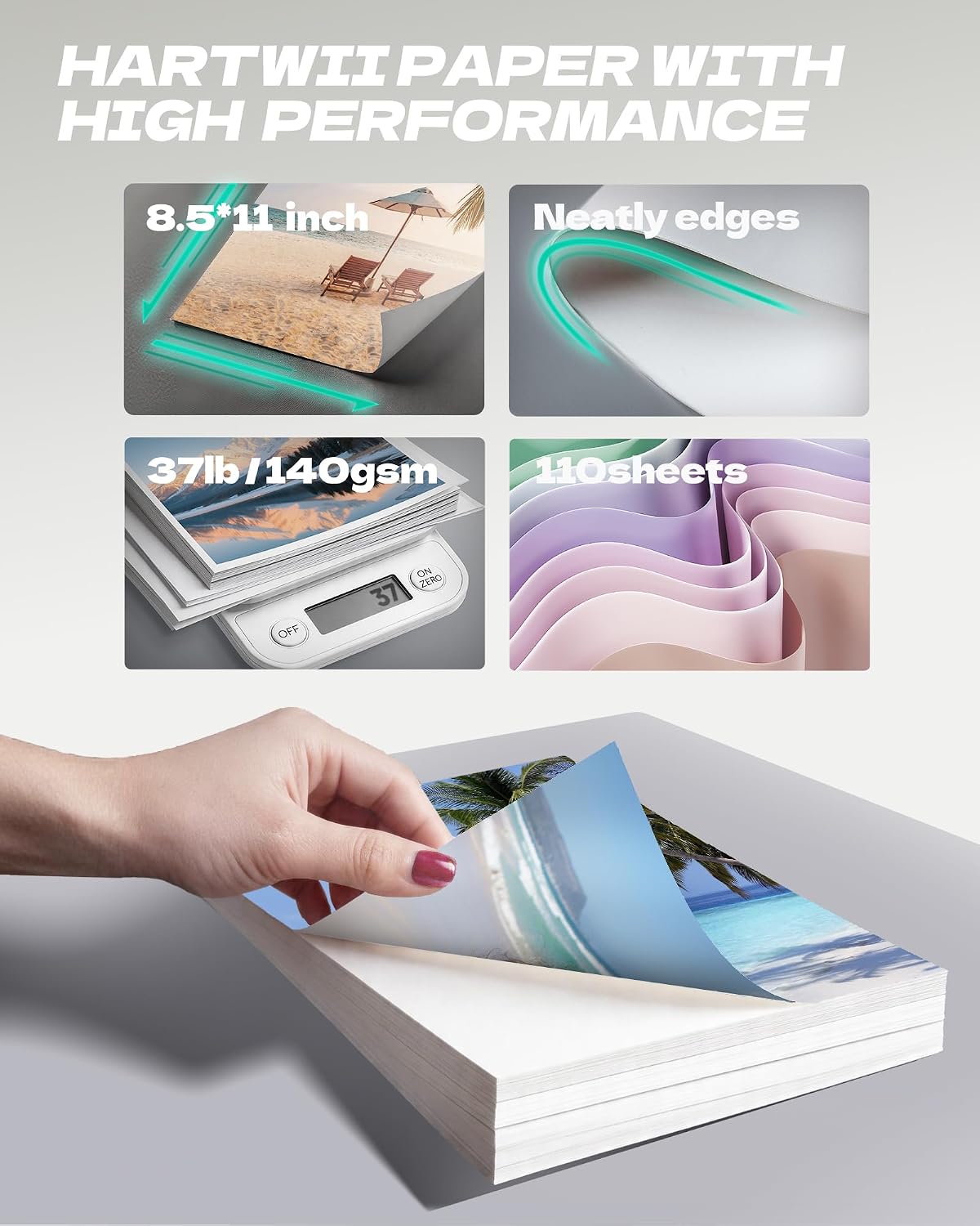 110Sheets Double-Sided Matte Photo Paper 8.5x11 Inches 140Gsm-37lbs for Inkjet Printers Ideal for Brochure Paper, Flyers Paper A4 for Dye Ink image 2