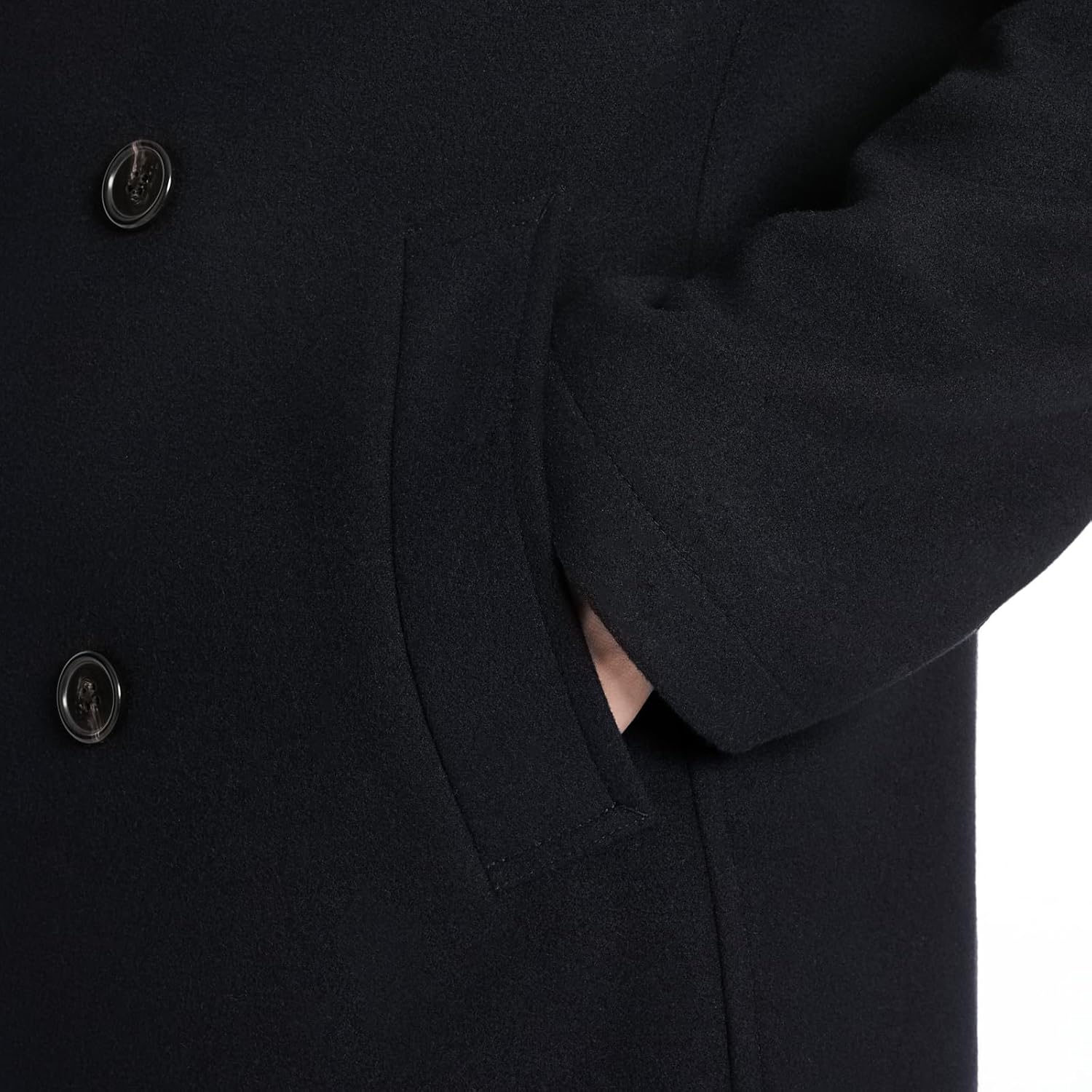 Close-up View of Ben Sherman Boris DB Peacoat Details