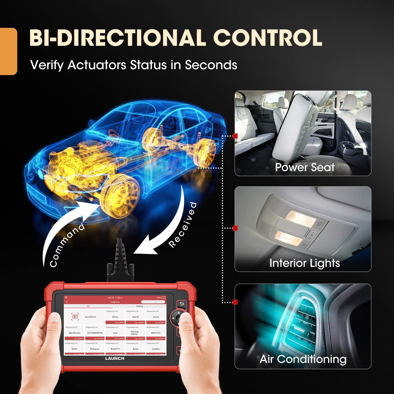 LAUNCH CRP919X Pro Level obd2 Diagnosegerat Auto für ALLE Systeme 31+ Service Reset Öl-Service EPB DPF Regeneration, IMMO Service, kfz Tester für Aktiver Test, ECU-Kodierung, CANFD, 2 Jahre Update