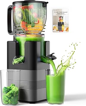 Cold Press Juicer Machines, Airpher 400W Juicer Machines with 5.8" Wide Feed Chute, Slow Masticating Juicer For Whole Vegetables & Fruits with High Juice Yield, Easy to Clean Gray