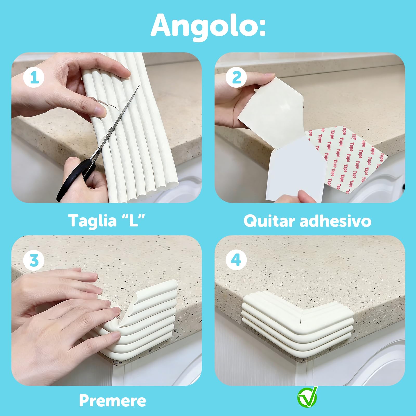 shinfly Multiusos Protector Espuma, 5mx8cmx8mm Autoadhesivo Protector Pared Cama niños, Espuma Ancha Suave Gruesa Rollo para Superficie Dura & Bordes, Protección de Bordes para Ancianos Blanco Lana