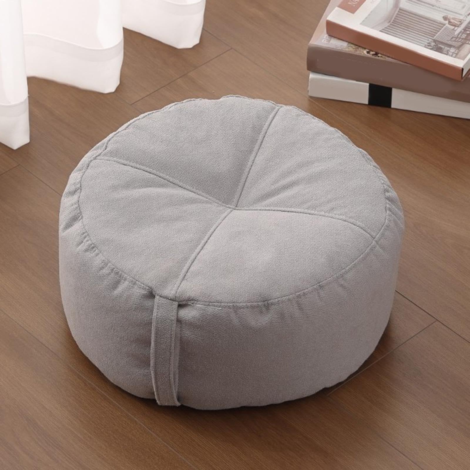 Cuscino Rotondo da Pavimento, Comodo Cuscino per Sedersi a Terra, Cuscino da Meditazione, Cuscino per Divano. Realizzato in Lino Resistente per Uso in, Grigio