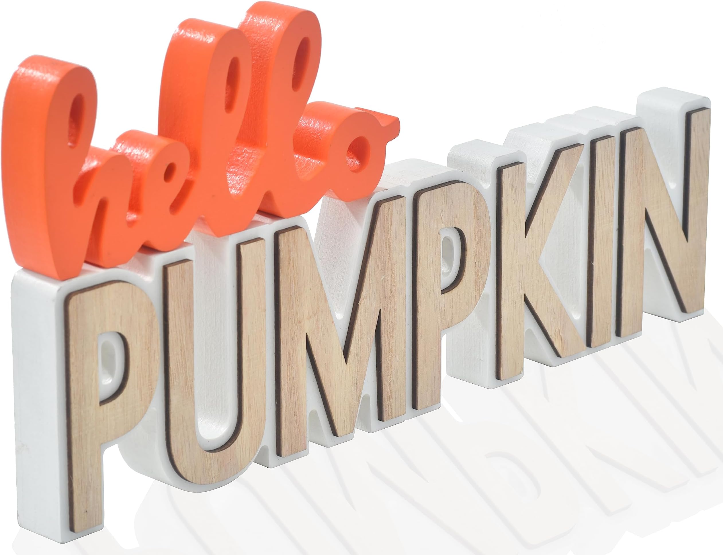 Thanksgiving Decorations for Home, Fall Decorations, 2PCs Wooden Pumpkin Blocks for Thanksgiving Decor, Decorative Autumn Sign with Hello Pumpkin Lettered Centerpieces for Harvest Halloween