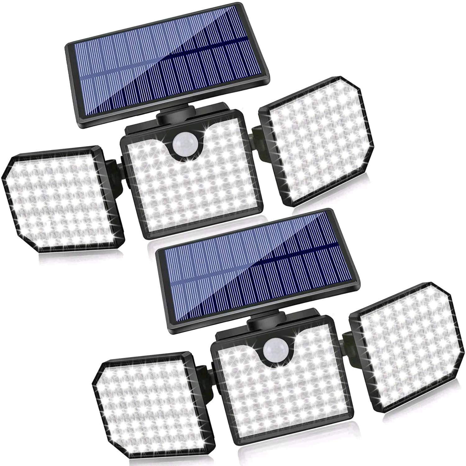 Ottymer Upgrade Solar Motion Lights Outdoor, 230 LED Solar Flood Lights Outdoor Motion Sensor Security Lights 3 Head Solar Wall Lights 360° Adjustable Spotlights for Porch Patio Yard Garage, 2 Pack