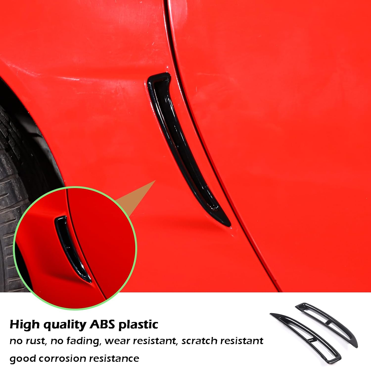 Car Fender Rear Air Vent Trim Cover Compatible with Chevrolet Corvette C6 Z06 ZR1 2005-2013, Rear Side Air Flow Intake Hole Grille Exterior Molding Accessories (Glossy black)