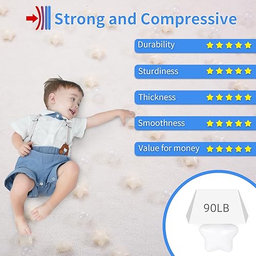 Miniatura 91 de STARBOLO Pelotas de estrella para niños pequeños, 100 unidades, estrellas de 2.55 pulgadas, sin ftalatos, sin BPA, no tóxicas, a prueba