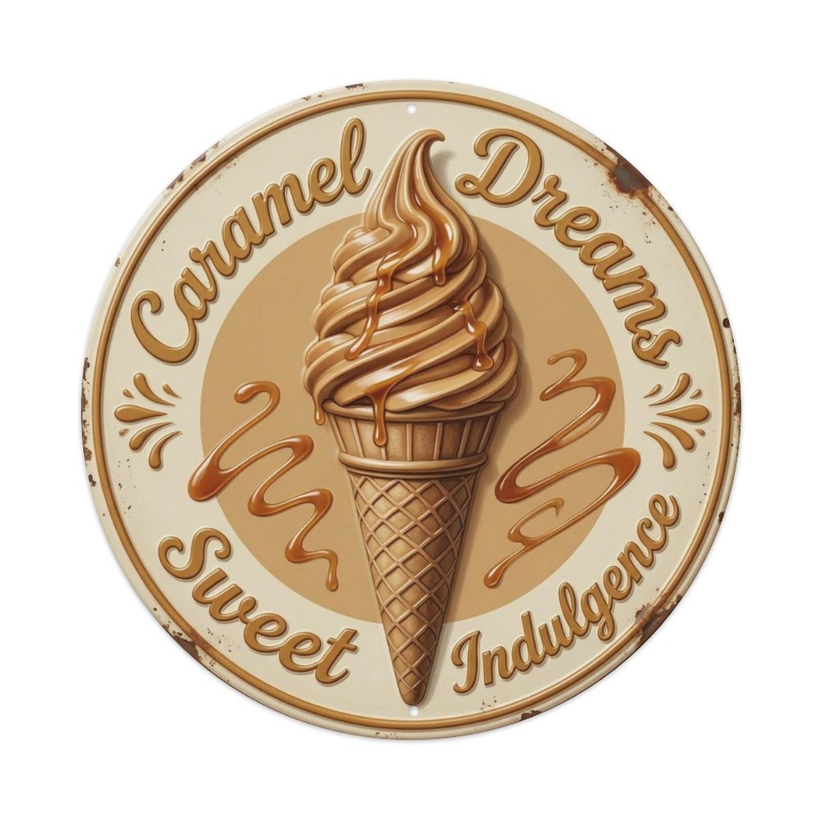 Caramel Dreams Rustic Charm Metal Tin Sign
