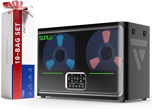 Sunlu S4 Pro Filament Dryer, Dual-Chamber Independent Temp Control, 380W Fast Heating to 85C, 4 Spool 3D Printer Dehydrator with Filament Storage Kits, Compatible with PLA PETG ABS TPU PA etc.
