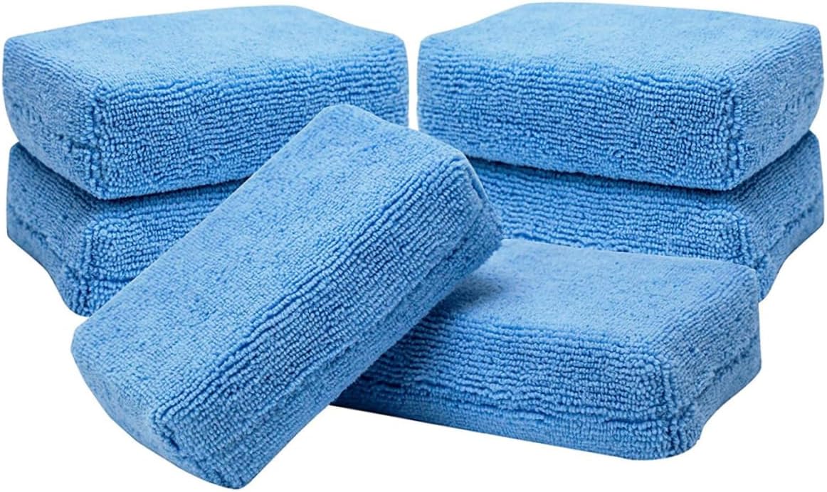 Microfiber Ultra Car Wax Applicator Pad Foam Sponge Block Hand Polish Tool for Auto Detailing Wax Coating Cleaning Protection Kit 2 Pack Blue