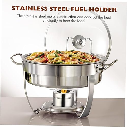 Miniatura 4 de Soporte de combustible para chafer, 4 soportes de combustible de acero inoxidable con cubierta para platos de rozaduras, bufé, barbacoa, fiesta,