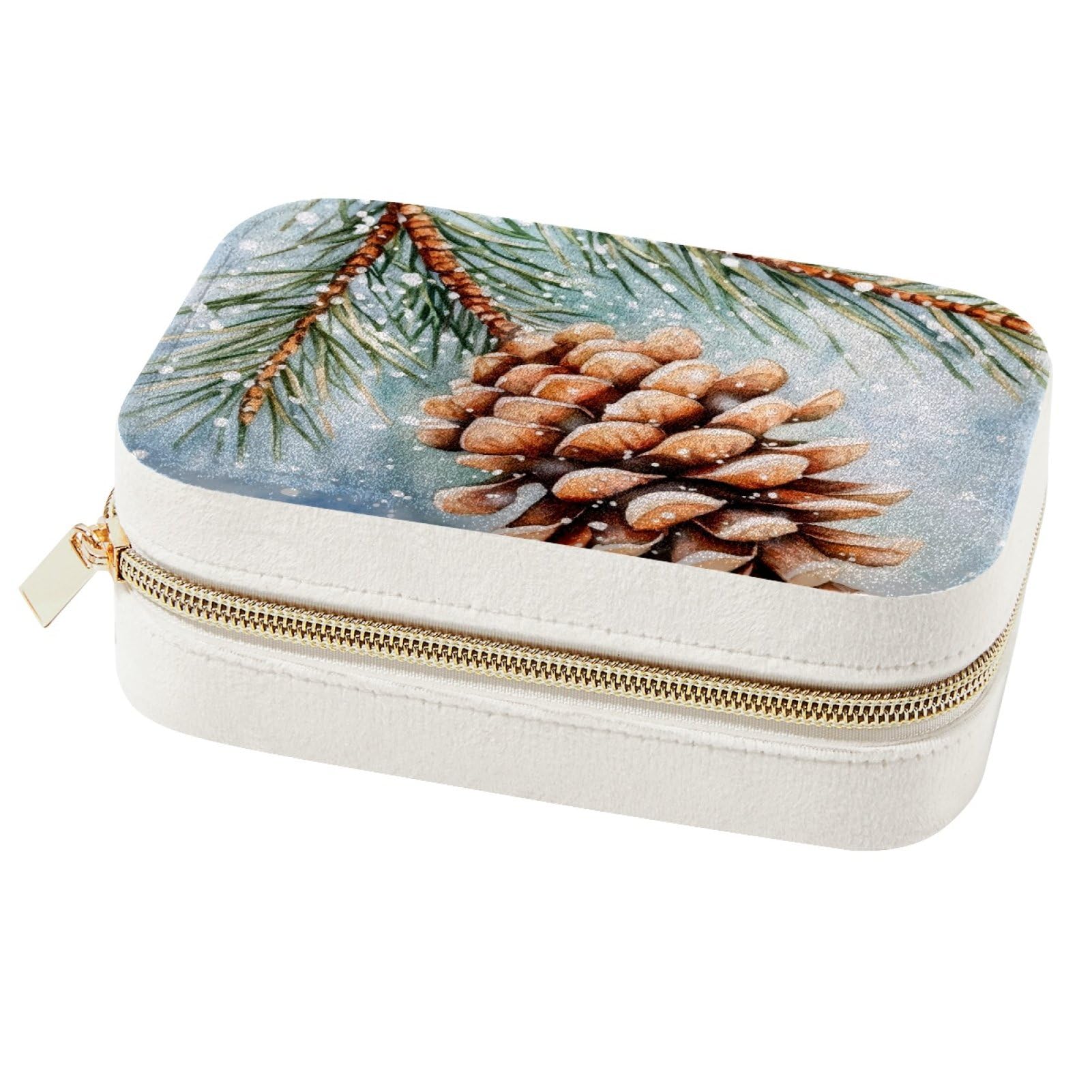 Boîte à bijoux portable en forme de pomme de pin pour voyage et rangement bagues