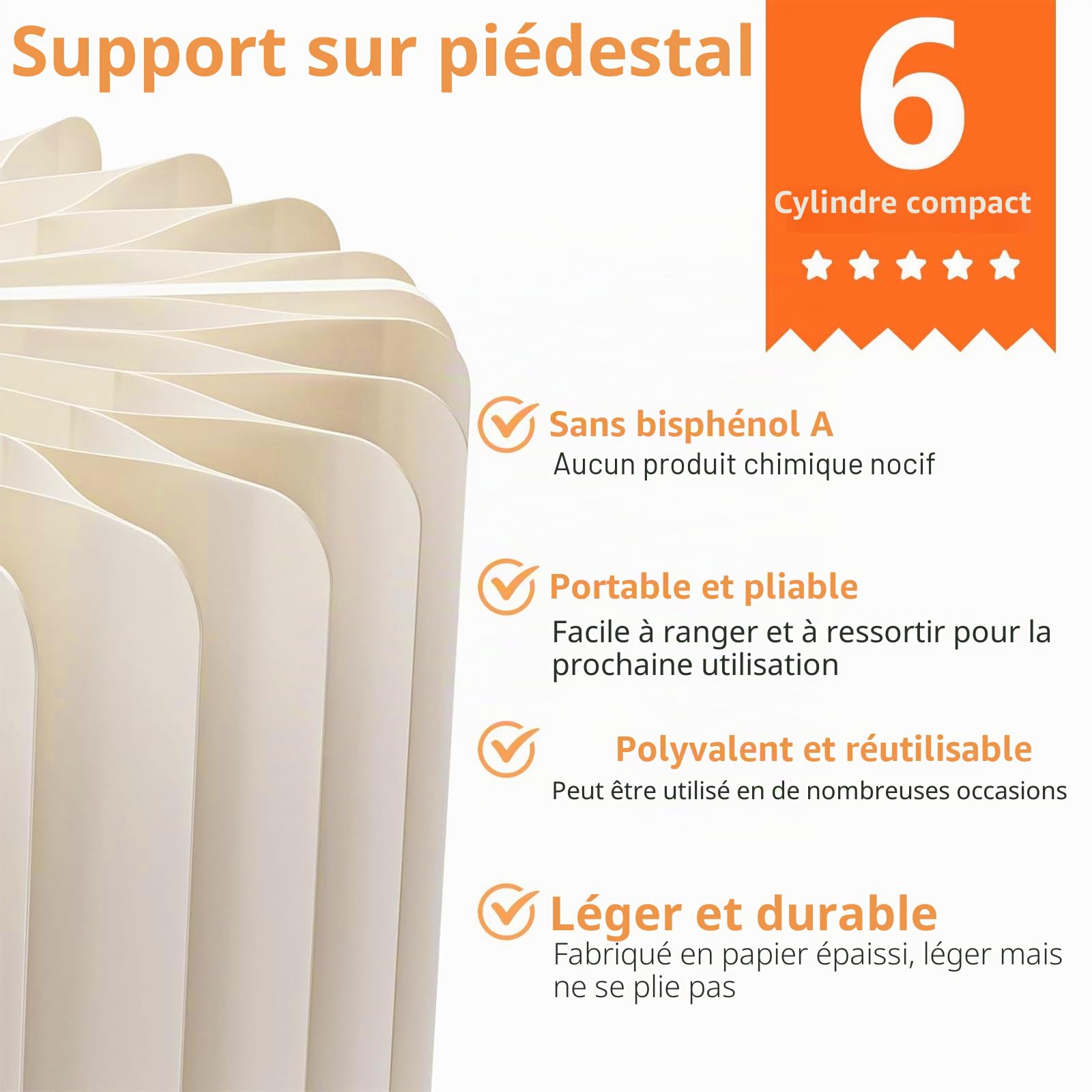 Lot de 6 Presentoir Aperitif Buffet Pliable, Presentoir Gateau avec 6 assiettes rondes en PVC, Support Gateau en Acrylique et en Carton, pour Traiteur, Dessert, Bijoux, Figurines, Bonbons, Aliments