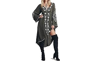 Vivimos Women's Embroidered Cotton Long Summer Dress