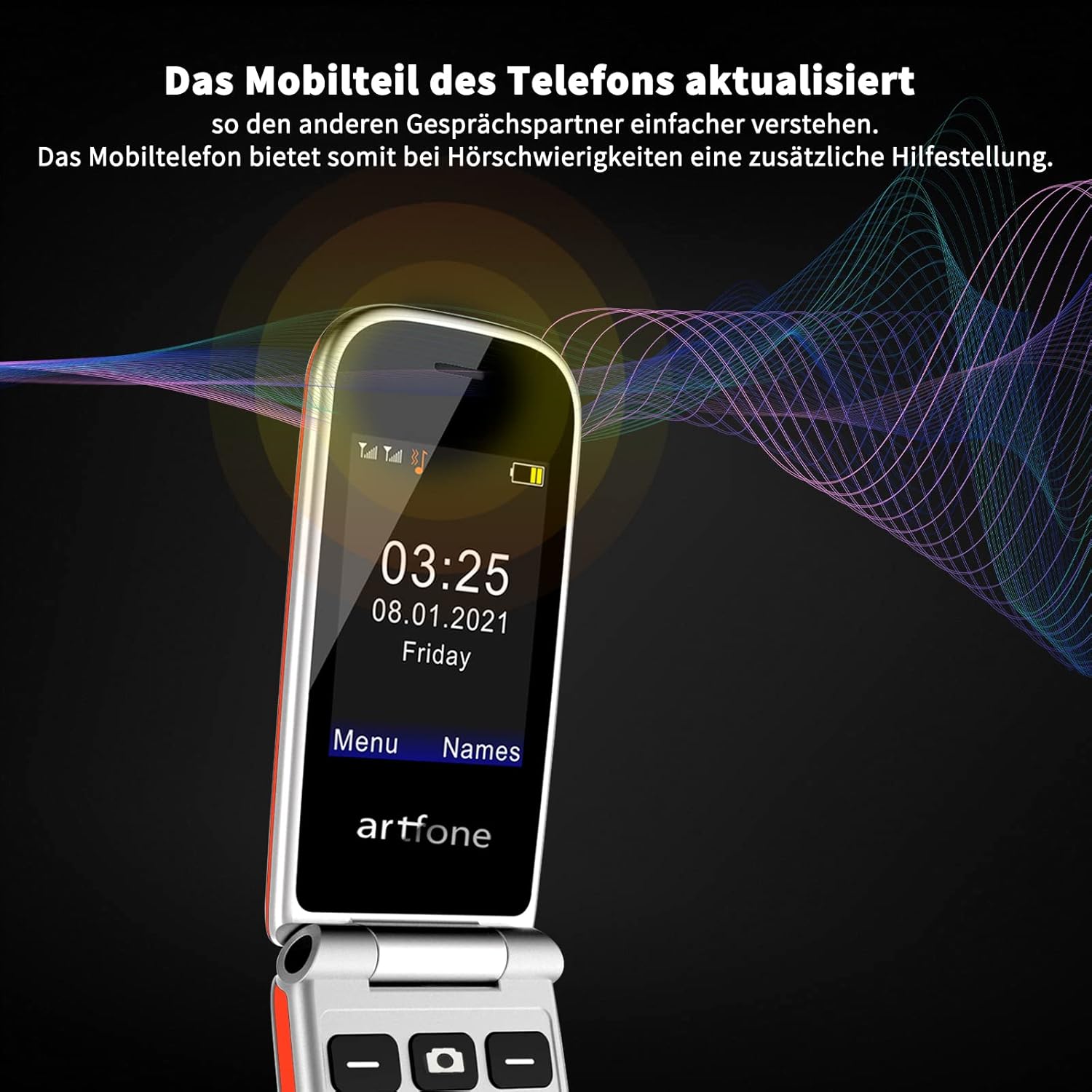 artfone CF241 phone screen showing enhanced audio waves