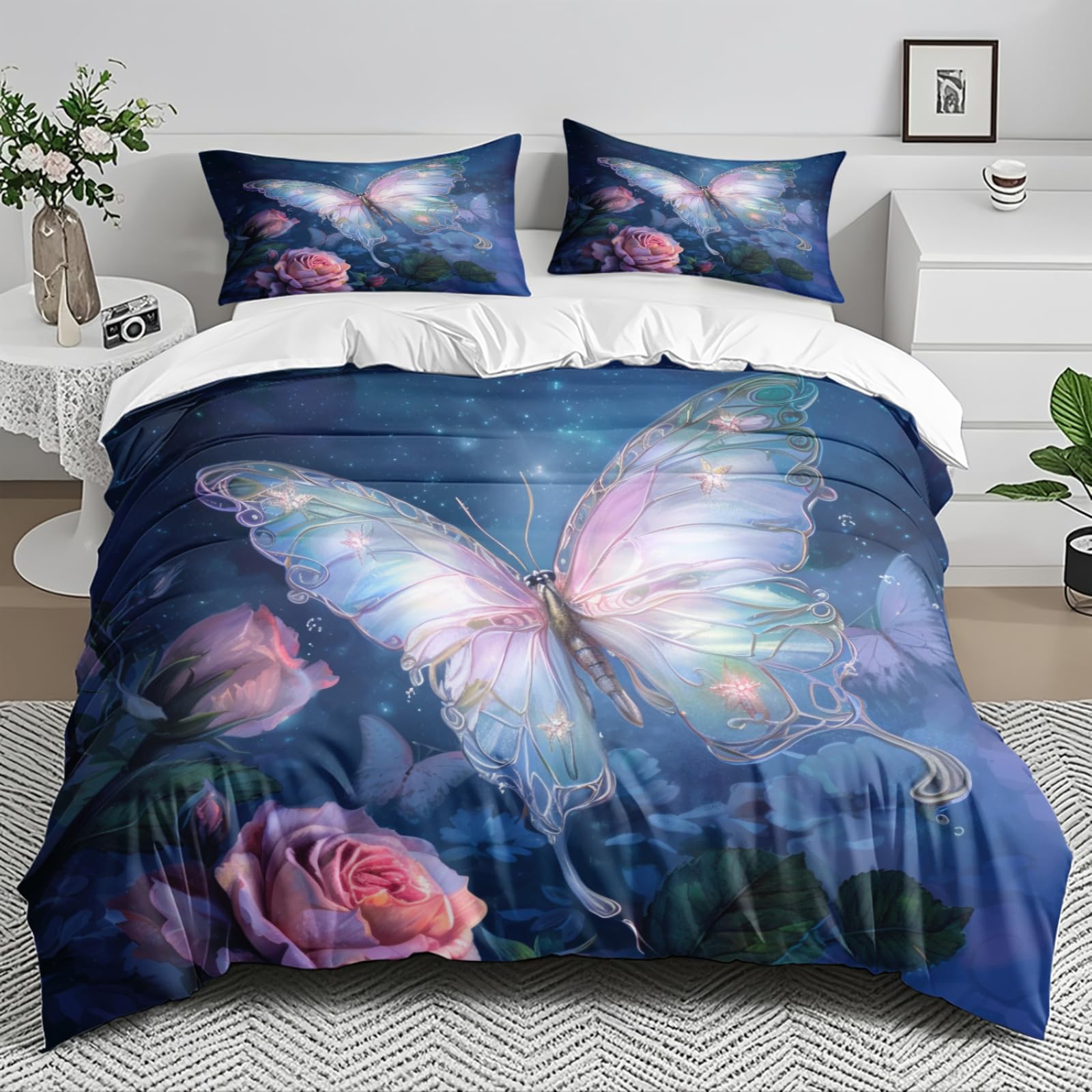 Housse couette 140x200 douce pour une chambre d'amis au style floral naturel