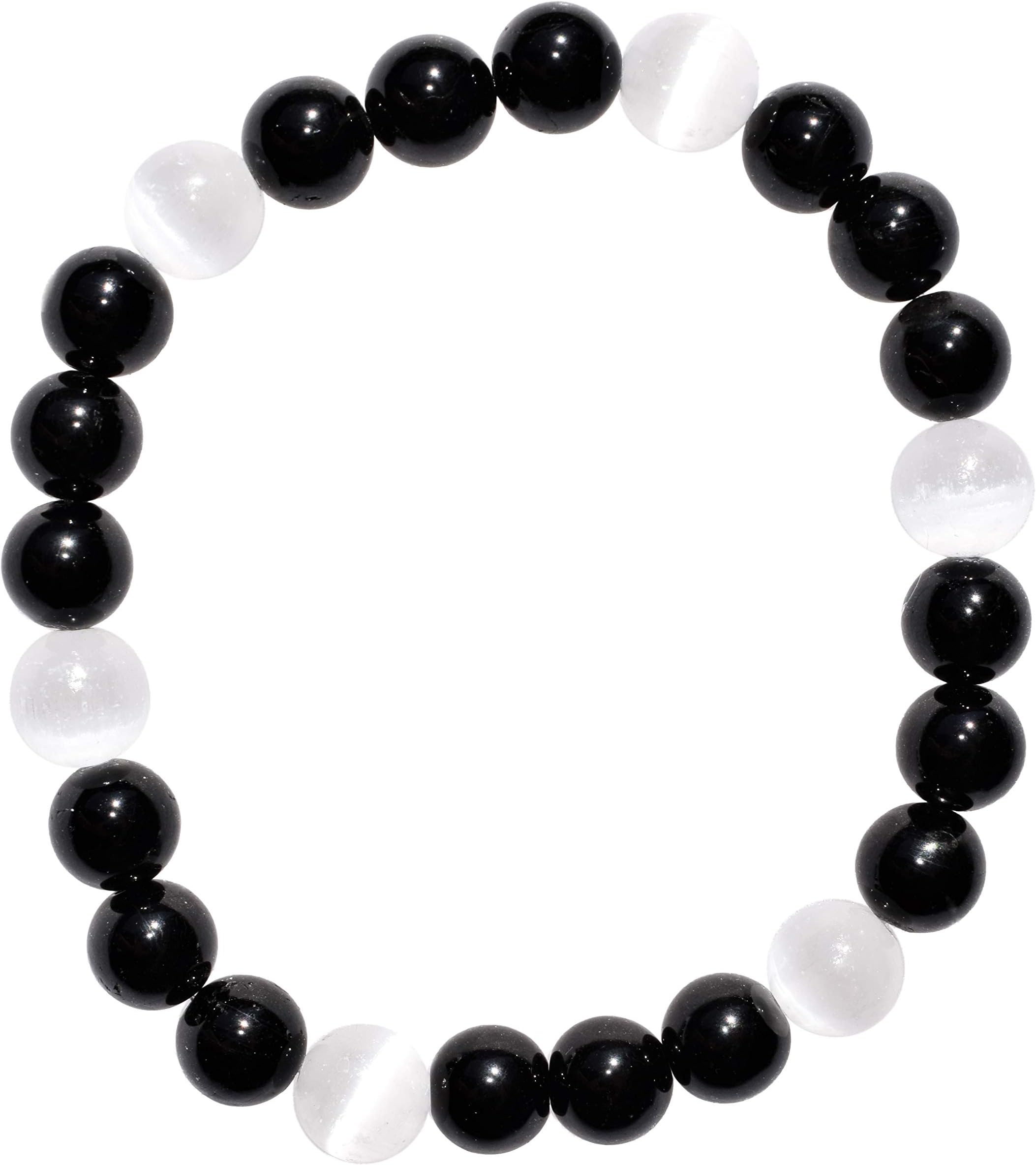 Zenergy GemsCharged Premium Natural Gemstone Crystal 8mm Bead Bracelet + Moroccan Selenite Charging Crystal [Included]