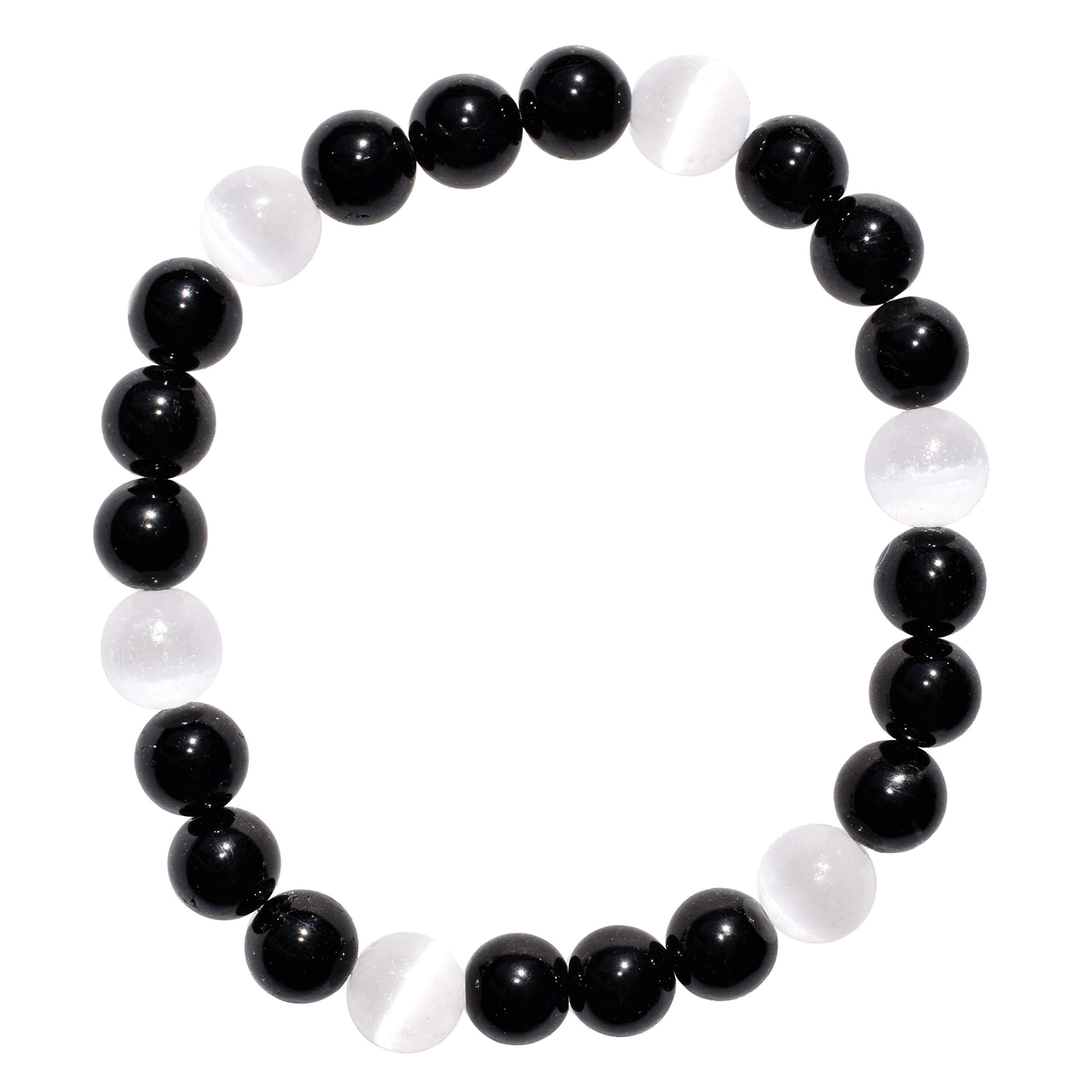 Zenergy GemsCharged Premium Natural Gemstone Crystal 8mm Bead Bracelet + Moroccan Selenite Charging Crystal [Included]